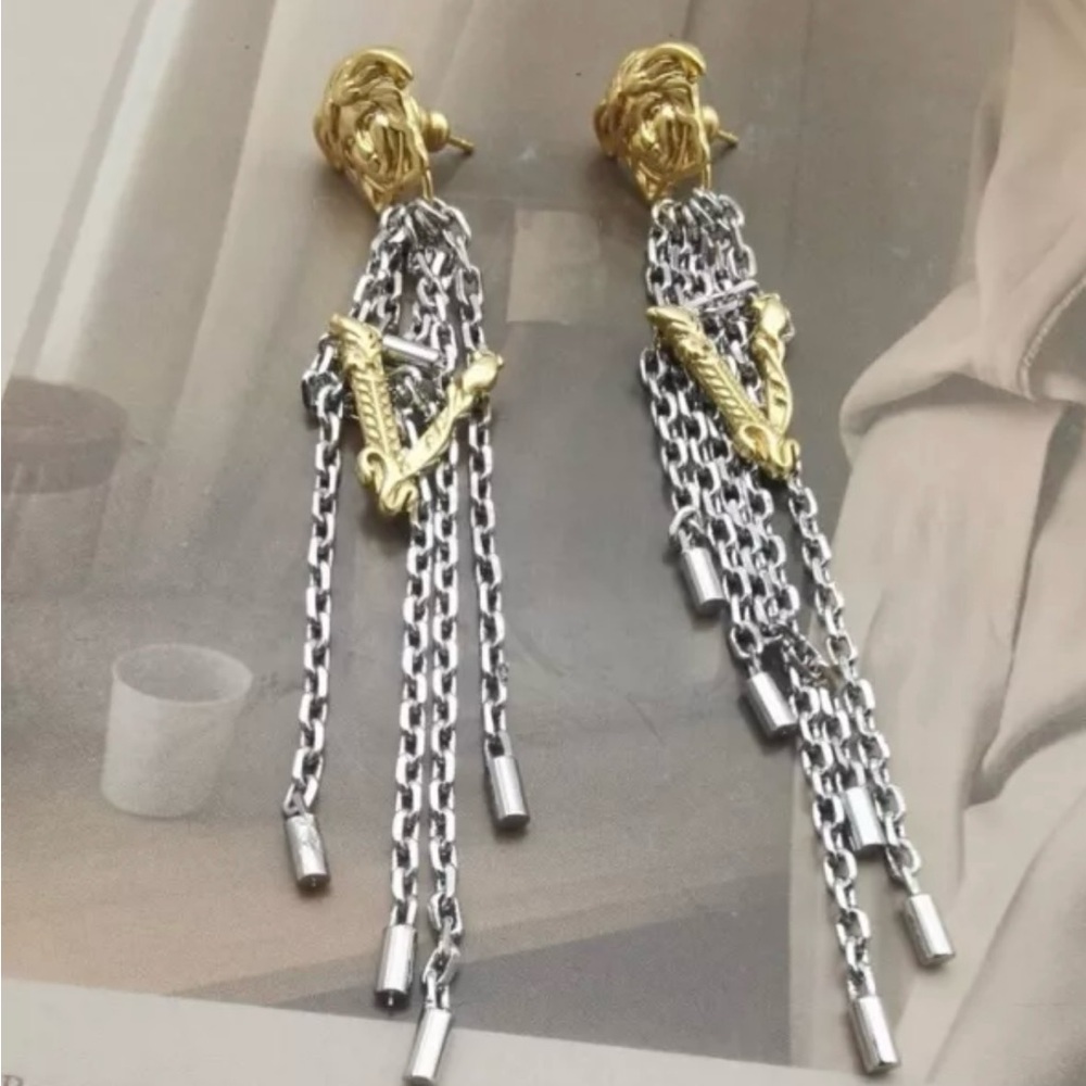 VERSACE two tone earrings